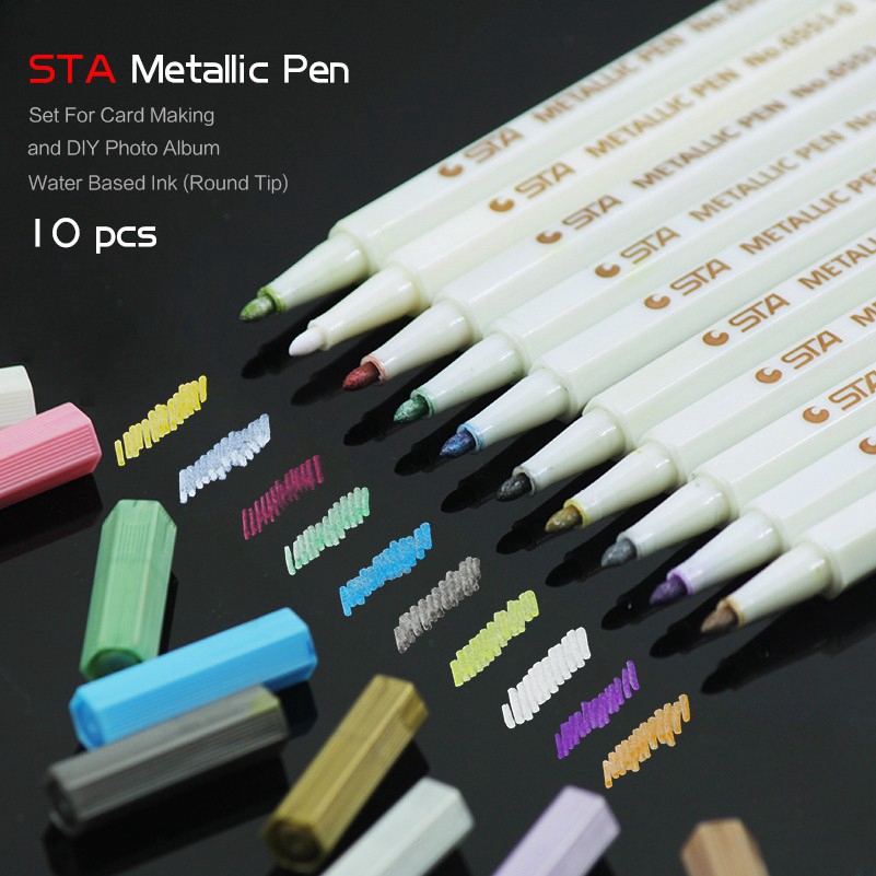 10 Pcs STA Colour Metallic Maker Pens Colour Pen for Scrapbooking