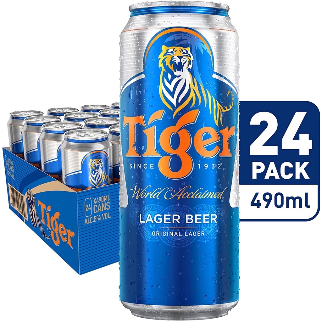 Tiger Beer ( 490ML X 24 CANS ), EXP: 09 APRIL 2023 | Shopee Singapore