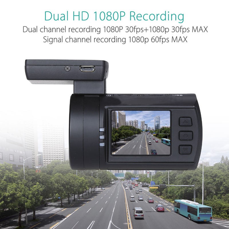 0906 Dual 1080P Lens Car DVR GPS Video Wide Angle Mini Hardwire Kit CPL Lens