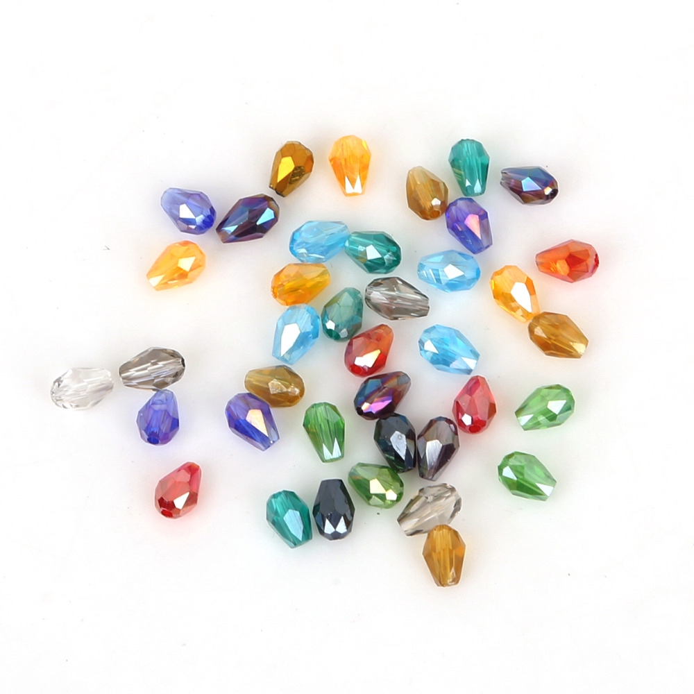 5pcs 24x17mm Teardrop Faceted Glass Crystal Loose Spacer Beads Jewelry DIY 