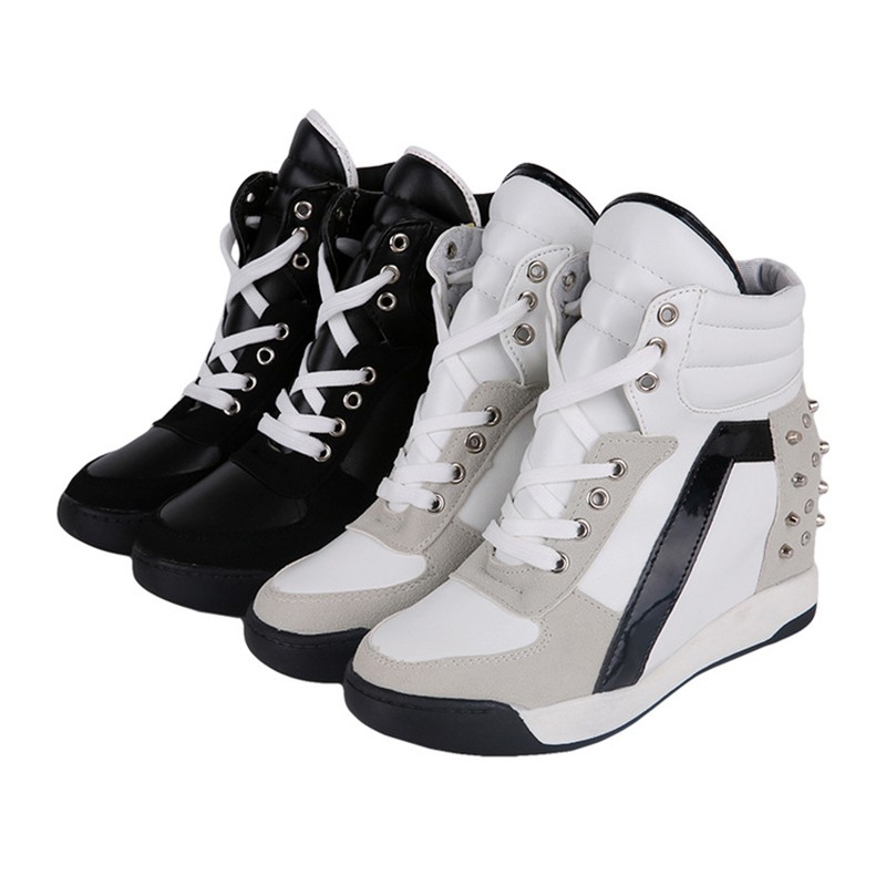 black wedge high tops