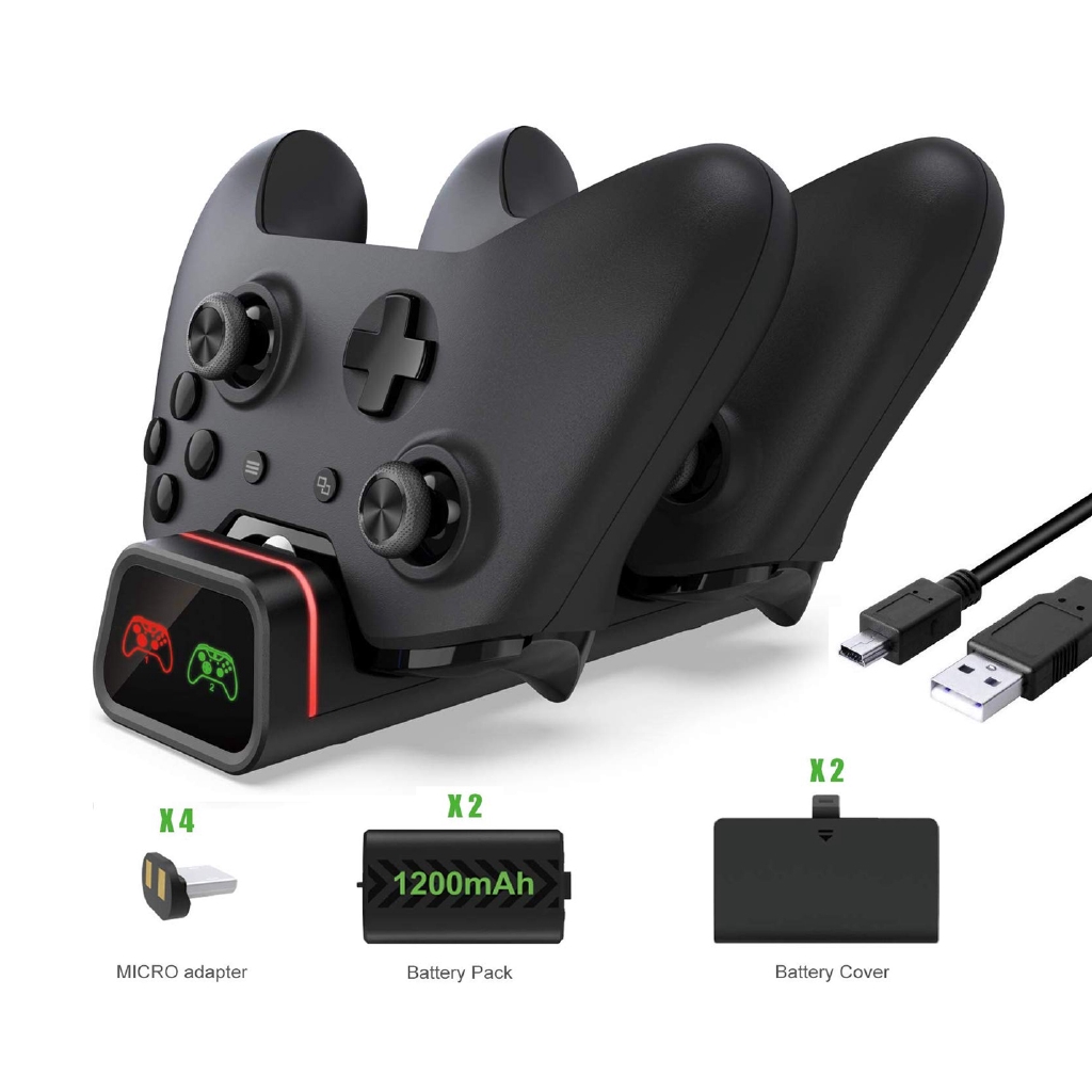 Xbox One Controller Charger Dual Fast Charging Station For Xbox One One S One Elite Controller With 2pcs 10mah Battery Shopee Singapore