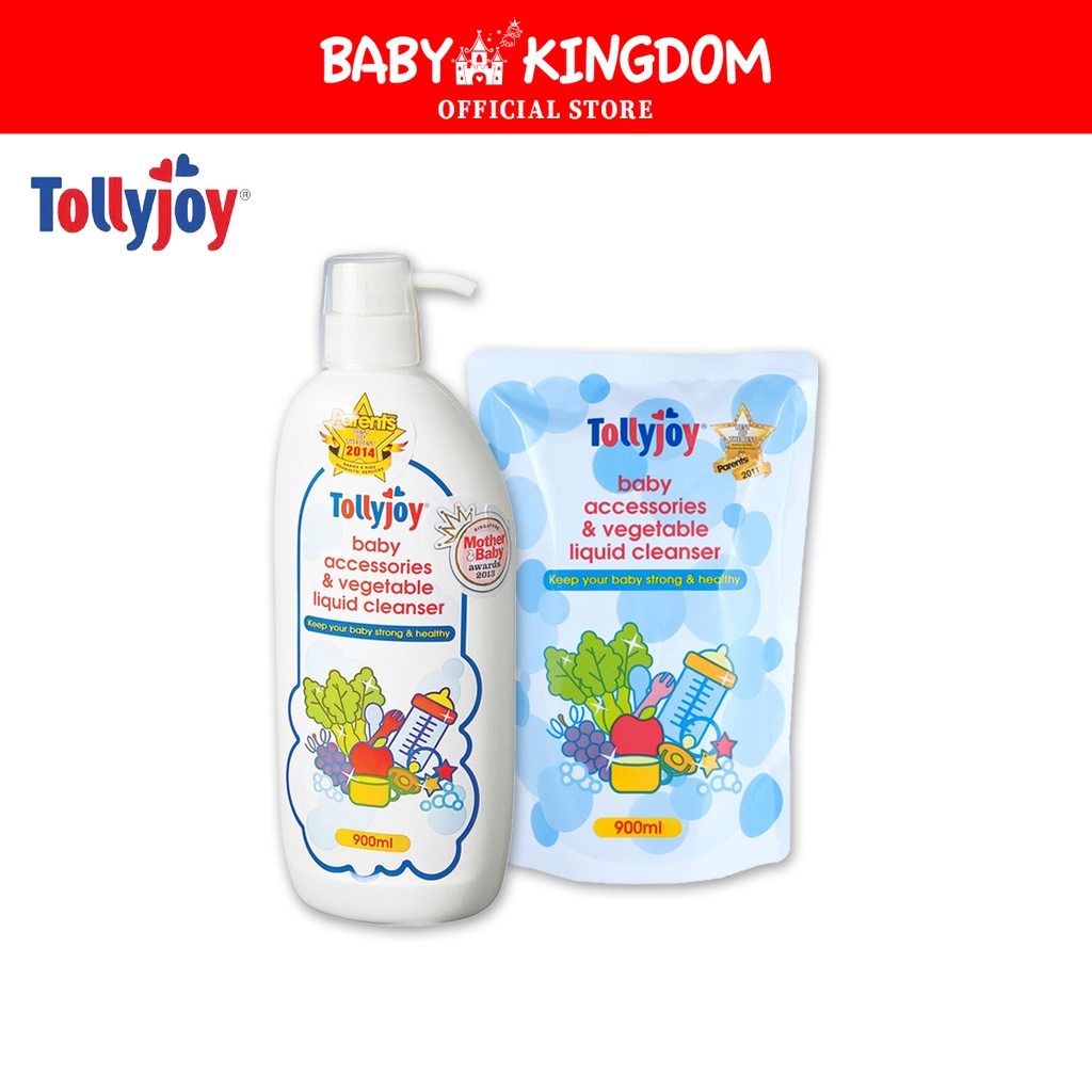 Tollyjoy Baby Accessories and Vegetable Liquid Cleanser 900ml Bottle with 1 Refill pack Baby