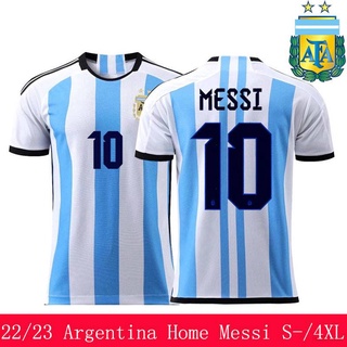 O-O 2022-2023 World Cup Argentina National Home Football Jersey T Shirt Messi Soccer Souvenir Tee High Quality