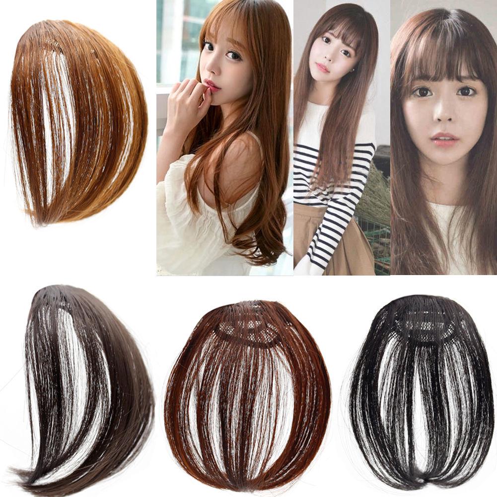 Thin Neat Air Bangs Hair Extensions Clip in on Fringe ...