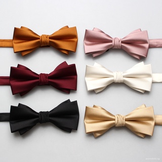 【MABB】Solid Color Men's Polyester bow tie Multi-Color Wedding Groom Groomsman Bow Tie Collar Flower