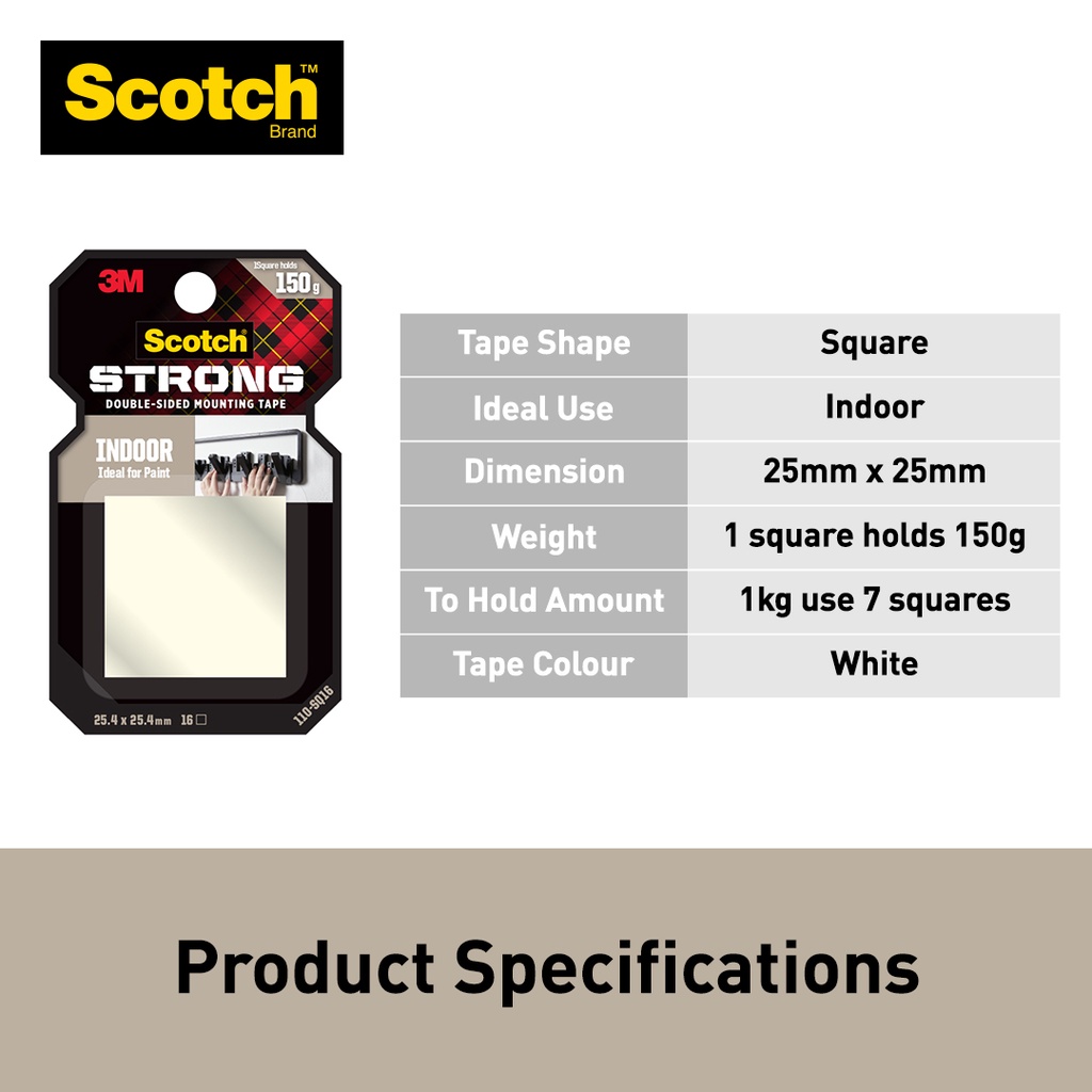 3M Scotch Double Sided Mounting Tape - 110-S12 / 110-S25 / 110-SQ16 ...