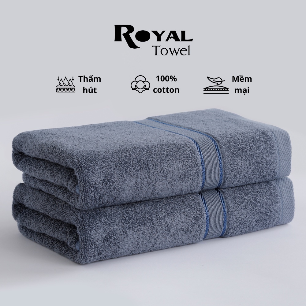 Khăn tắm Royal 70x140cm với sợi bông cotton dày thấm hút tốt, không đổ lông, không ra màu