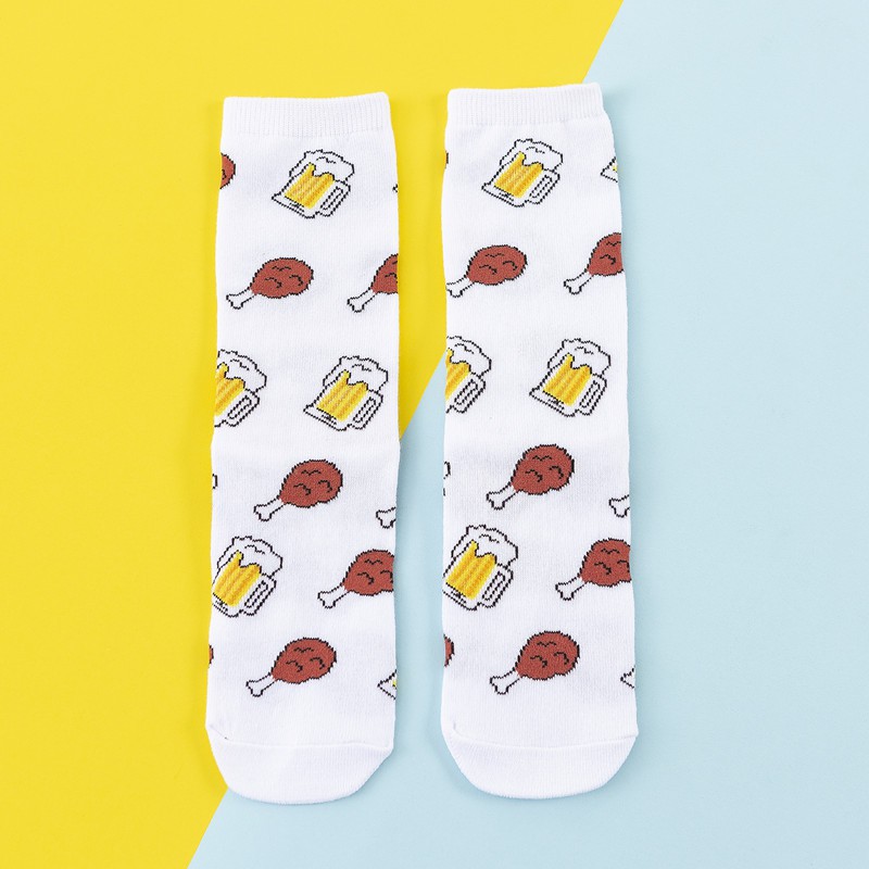 Image of Cute Mcdonald's Food Style Women Men Funny Cotton Socks Leisure Unisex Casual Socks #4