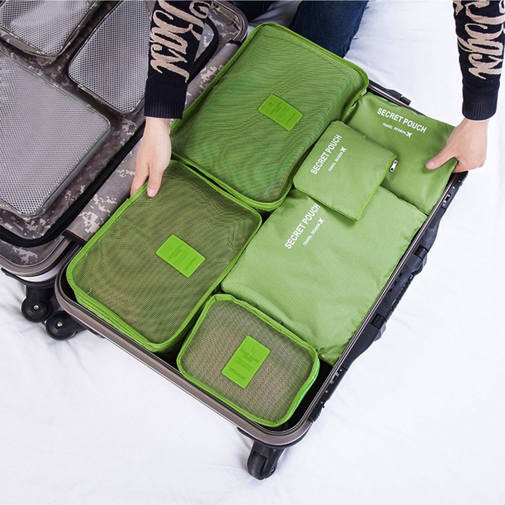 6 Pcs/Set Square Travel Luggage Storage Bags Clothes Organizer Pouch Case | Shopee Singapore