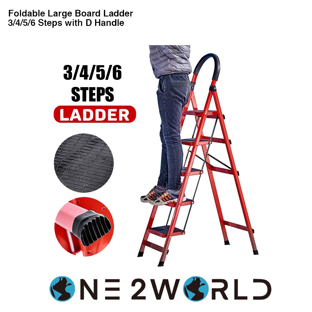 Foldable 3/4/5/6 Step Large Board Ladder with D Handle Shopee Singapore