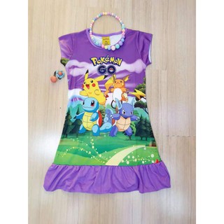 LOCALL SELLERGirls Sleeping Gown Kids Pyjamas Dress Drifit Dress ready stock PJELSA MINNIE POKEMON #7