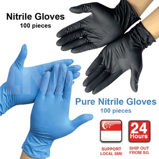 🇸🇬 Local Stocks | Disposable Nitrile Gloves, Quality Powder-Free, Non-sterile - 100 Pieces Per Box