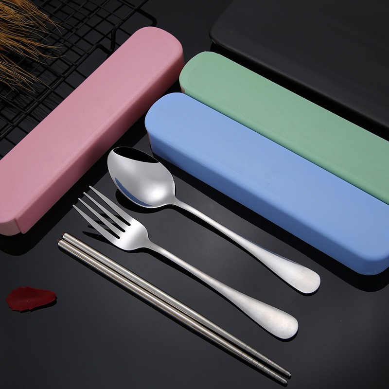 Travel Portable 304 Stainless Steel Tableware Utensil Set Cutlery Set Spoon Chopsticks Fork Set