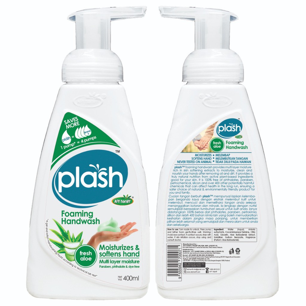 Plash Foaming Handwashing Liquid By Afy Haniff 400ml Super Deal Bundle Of 4 Sakura Aloe Scent Shopee Singapore