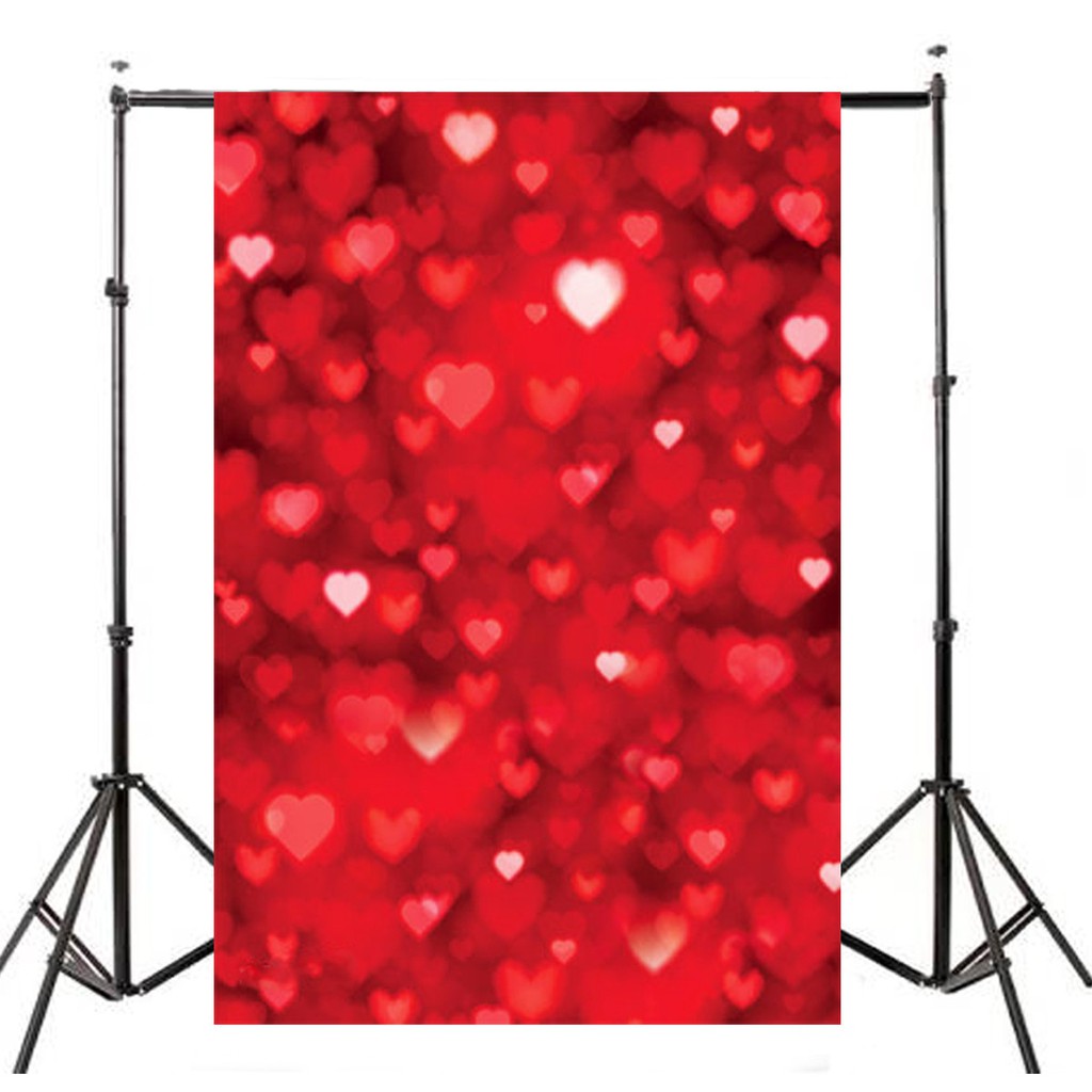 5x7ft Red Heart Studio Vinyl Cloth Photography Backdrop Photo