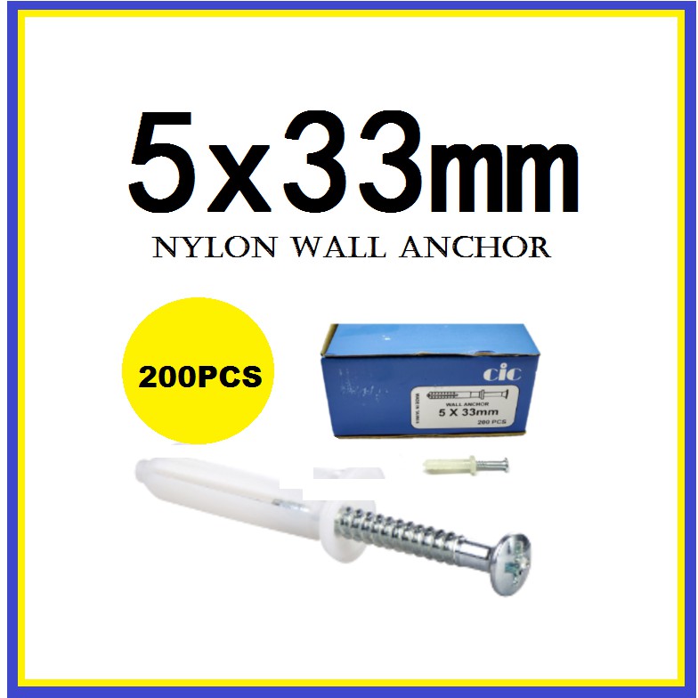 CIC Nylon Wall Anchor Plug 5x33mm 200pieces Shopee Singapore