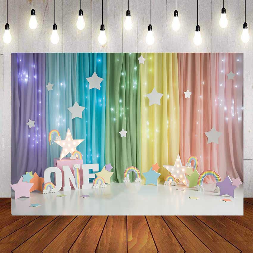 3D Candy Colorful Curtain Light Stars For Princess Girls One Year Old  Backdrop For Photography Baby Shower Kids Birthday Background Birthday  Party Decor | Shopee Singapore