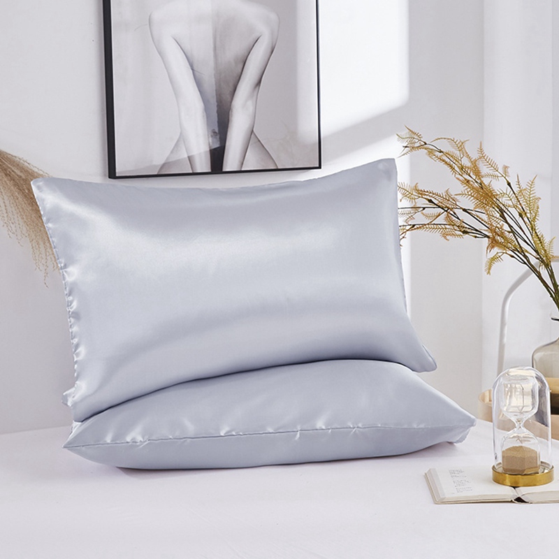 NEW Solid Queen/Standard Silk~y Satin Pillow Case Bedding Pillowcase Smooth Home 