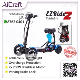 🍀 [SG STOCK] EZRide-Z LTA Approved Personal Mobility Assistance PMA Foldable Senior Elderly Scooter Four-wheeled
