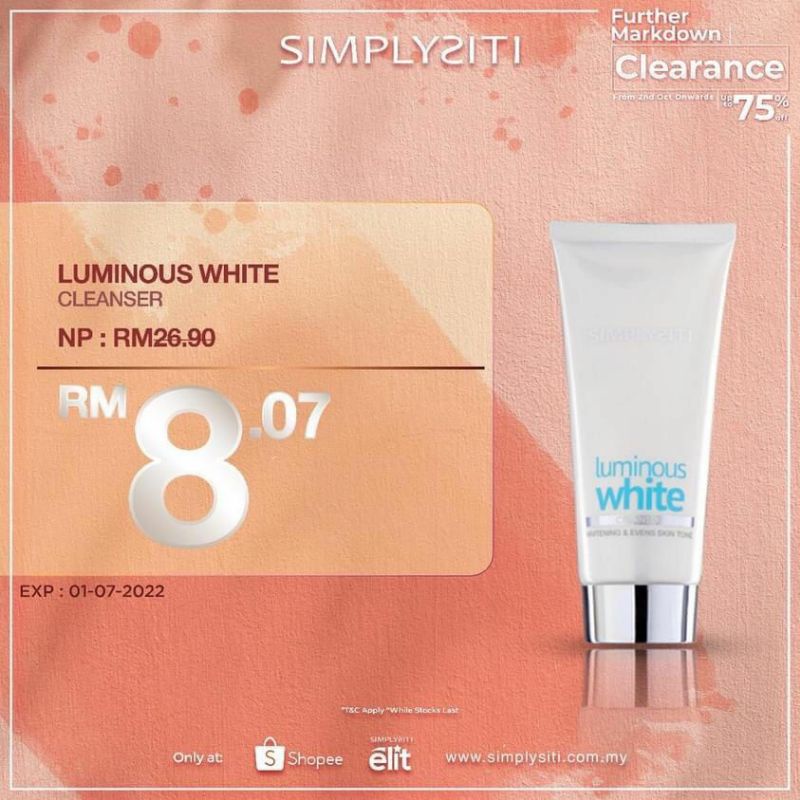 Shop Malaysia Ready Stock Exp 2023 Simplysiti Luminous White Cleanser Whitening Cleanser Shopee Singapore