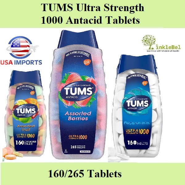 TUMS Ultra Strength Antacid Chewable Tablets for Heartburn Relief, 160/