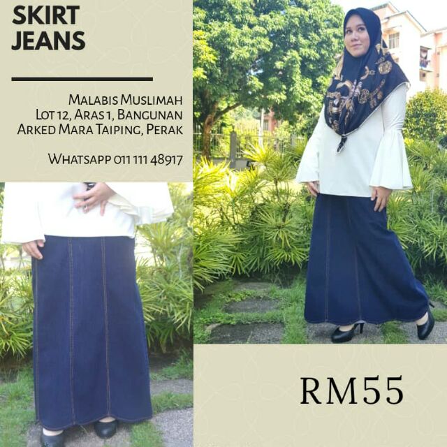 skirt jeans labuh muslimah
