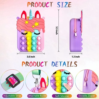 Pop Unicorn Bag Purse Handbags Shoulder Strap Silicone Rainbow Kawaii Messenger Bag Girl Children Push Bubble Toy Gift #2