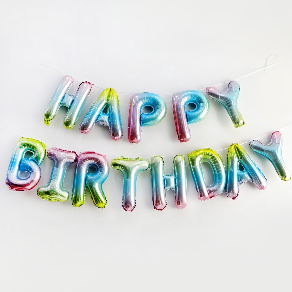 HAPPY BIRTHDAY Foil Balloon Set_Rainbow / Alphabet Foil Balloon Letter ...