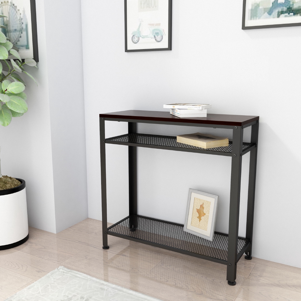 Joiscope Console Table Industrial Sofa Table With Mesh Storage