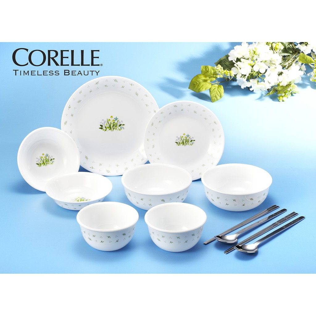 Corelle Coordinates Herb Tableware Round Dinnerware Set of 12-Piece Dishwasher Oven Safe