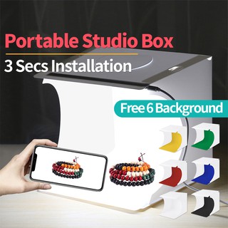 【SG】Portable LED Photo Light Box / Mini Photo Shooting Studio Box 20cm Foldable Product Photography Tent with Backdrops