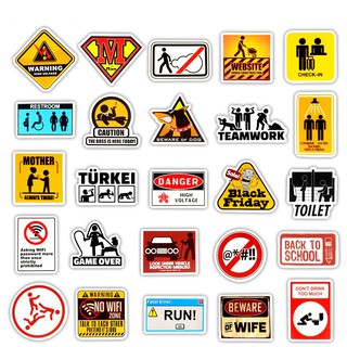 100pcs Signs Stickers Warning Reminder Pvc Decal For Diy Bike Bumper Car Luggage Shopee Singapore - warning sign decal roblox