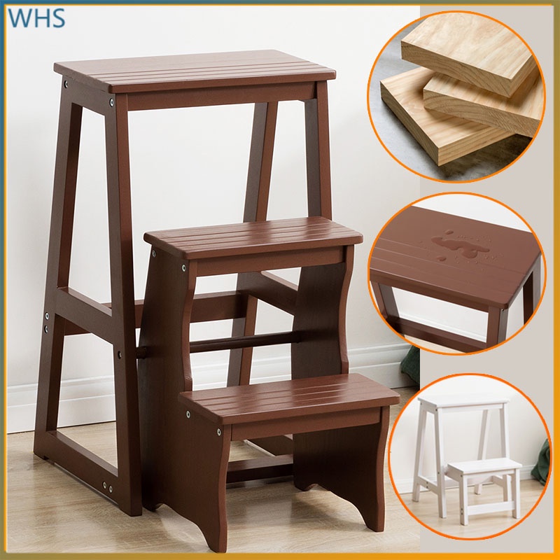 Step stool household solid wood two, three, four step ladder old man ...