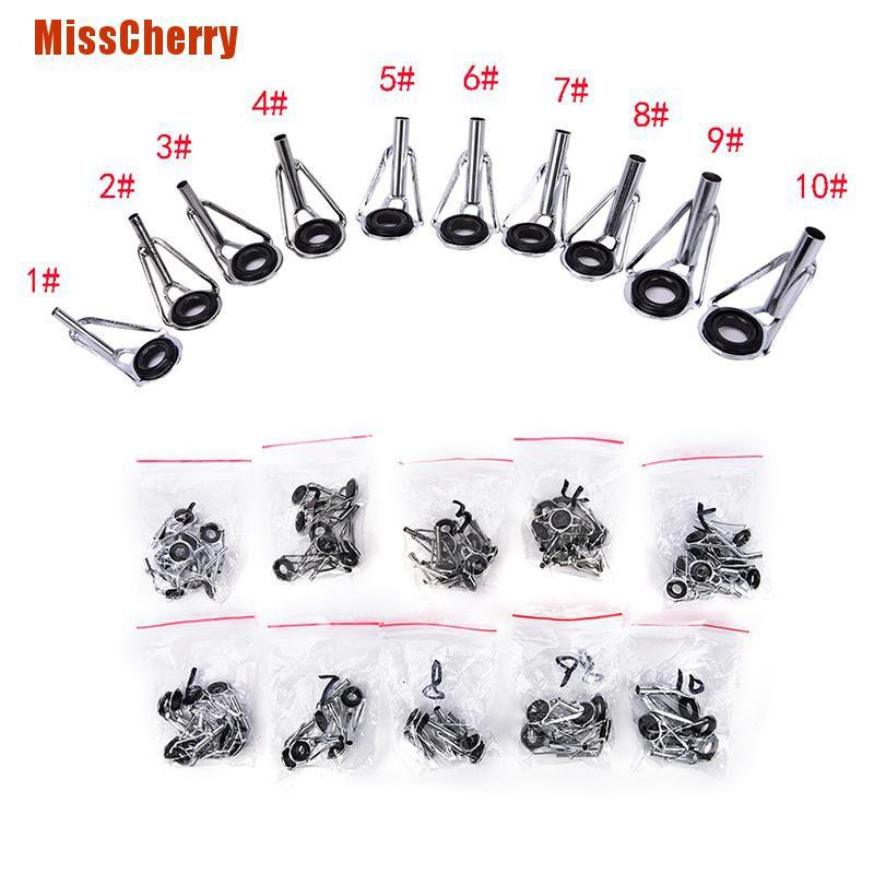 Misscherry 80pcs 10sizes Steel Fishing Rod Pole Guide Tip Top Ring Eye Repair Kit Black Shopee Singapore