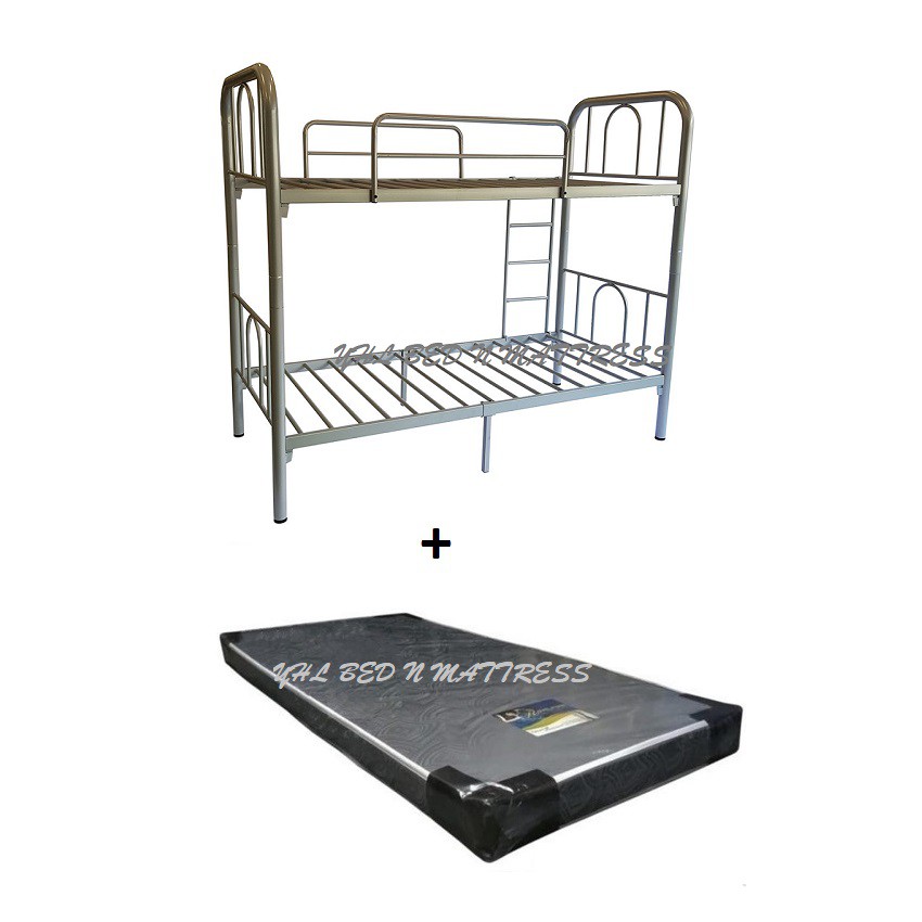 YHL Single Metal Double Decker Bed Frame With Foam Mattress Shopee