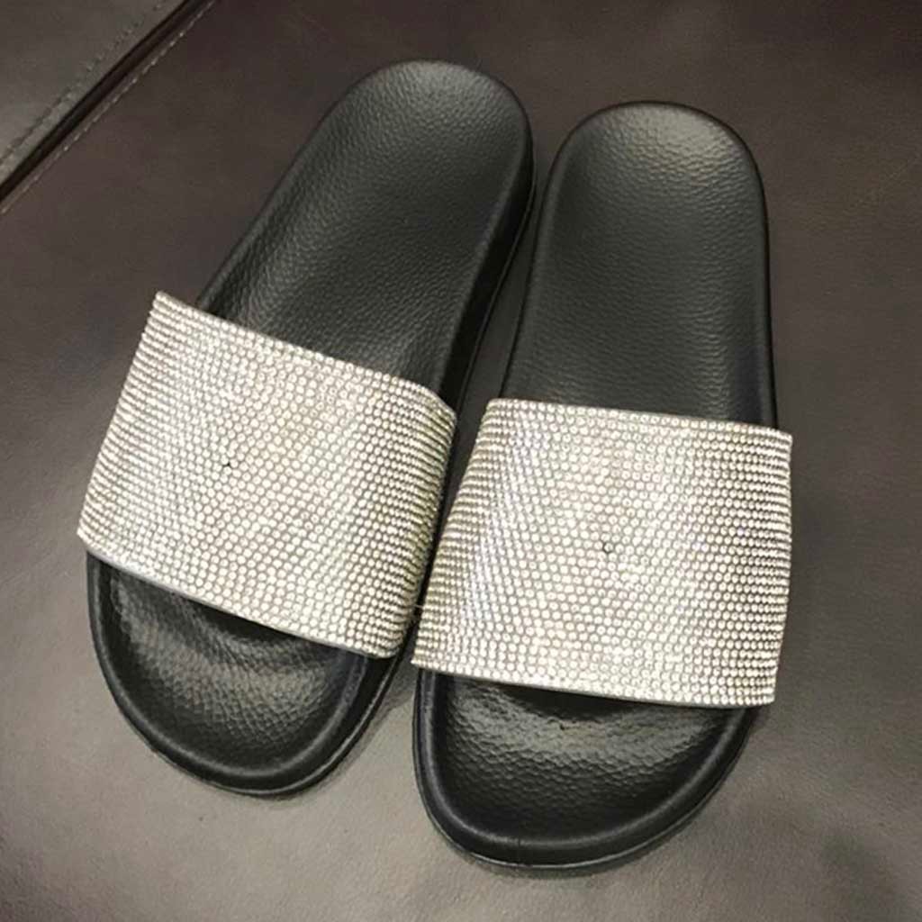 womens diamante sliders