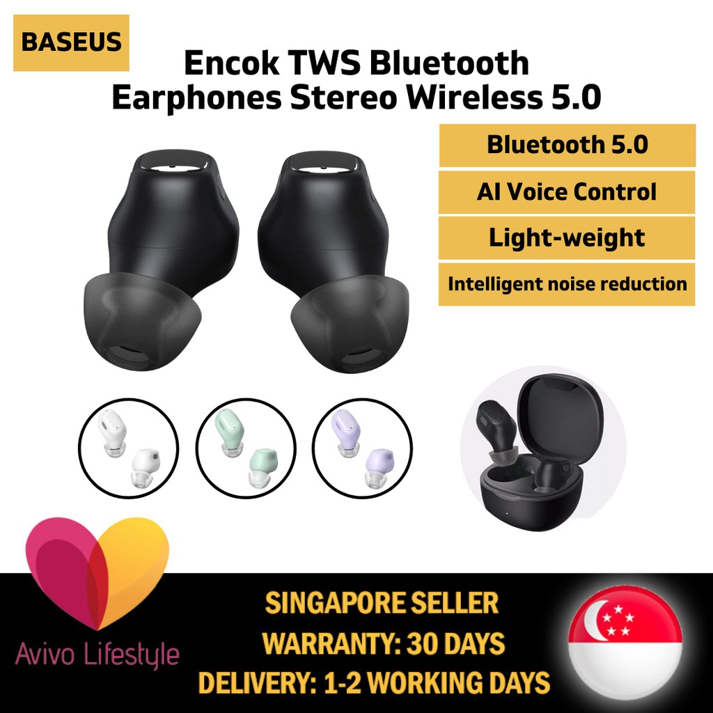 Avivo【Ready Stock】Baseus Encok TWS Bluetooth Earphones Stereo Wireless 5.0