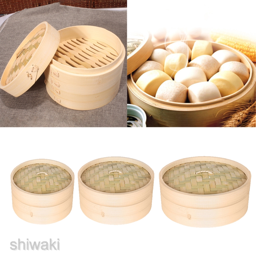 Bamboo Steamer Basket Asian Food   Dim Sum Dumplings Kitchen Cooking 21cm 
