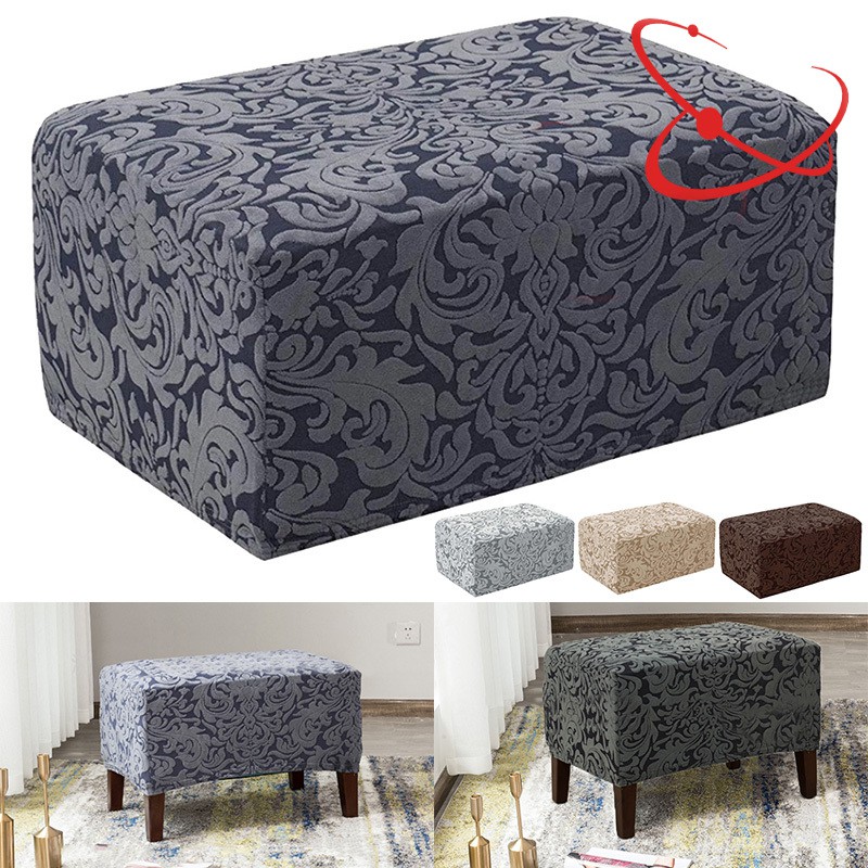 kangOnline Stretch Footstool Cover Bench Stool Elastic Jacquard Fabric Protector Home Decor 