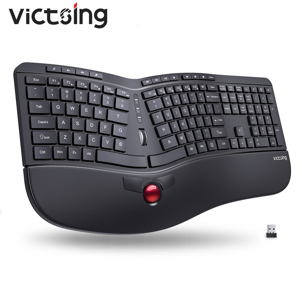 Victsing Pc325 Wireless Ergonomic Keyboard With Trackball And Scroll 0725