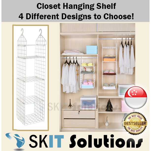 Closet Hanging Shelf Wardrobe Divider Shelves Organiser Organizer