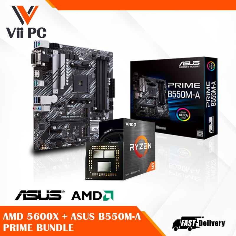 ASUS PRIME B550MA Motherboard and AMD Ryzen 5600x Processor Bundle