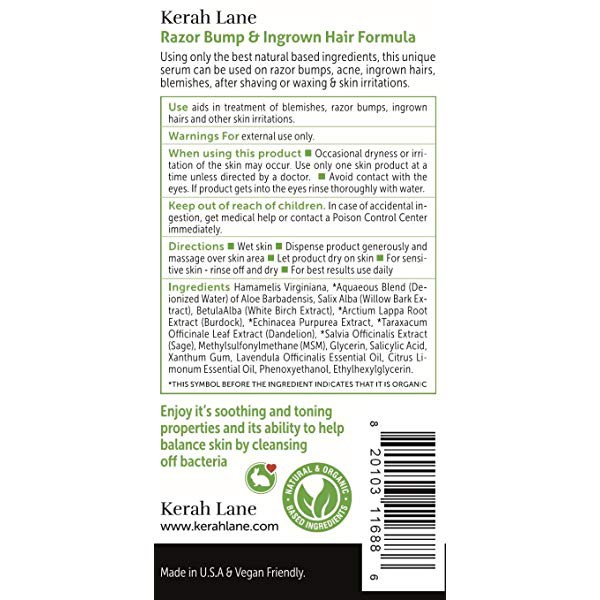Kerah Lane Razor Bump Ingrown Hair Formula 8 Oz For Women Men