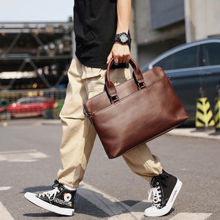 Business Men Genuine Leather Tote Bag Briefcase Crossbody Shoulder Bag Laptop Ba