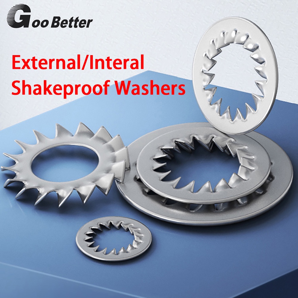 50Pcs Serrated Lock Washers External/Interal Toothed Shakeproof Washers