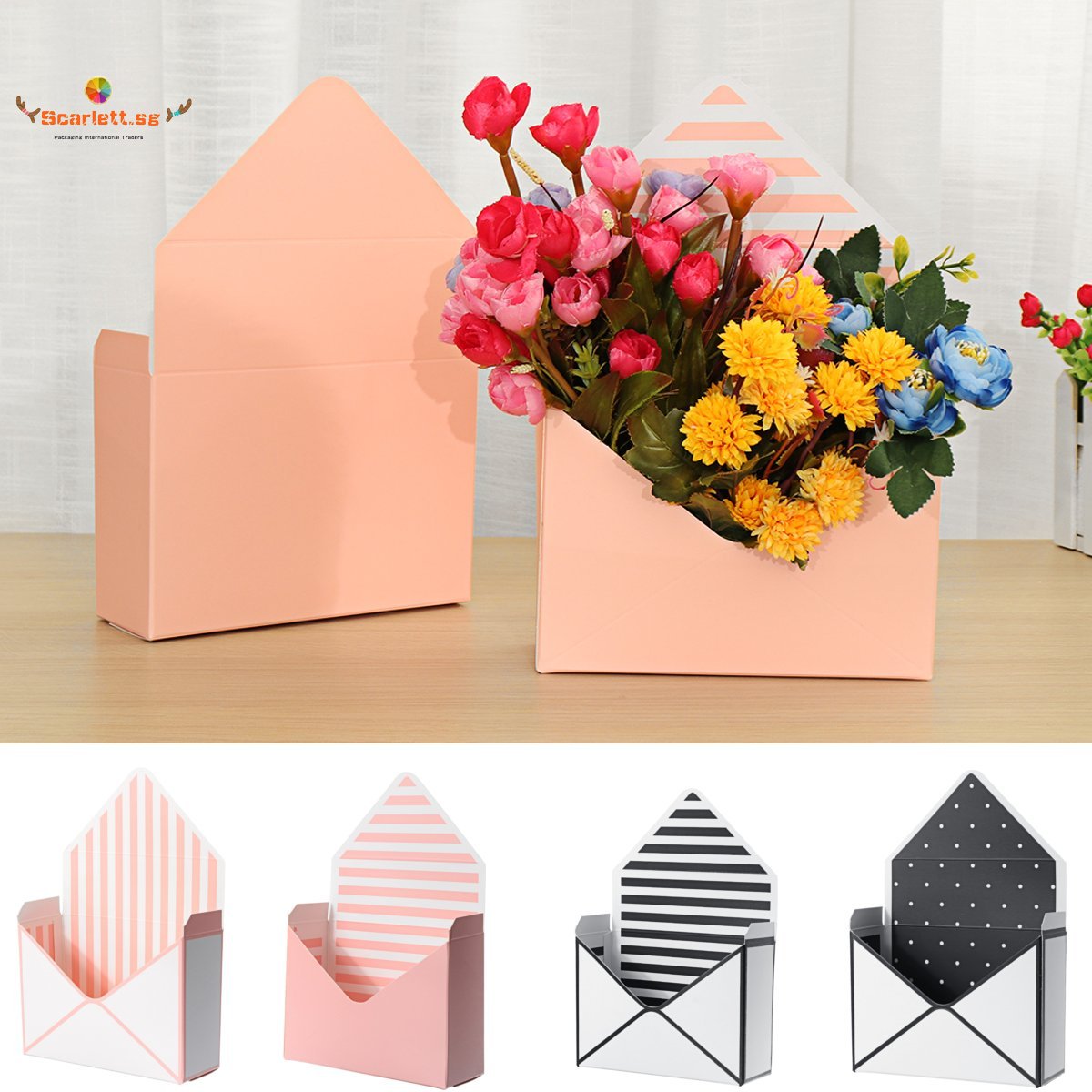 12Pcs/Set Bouquet Gift Box Envelope Flower Boxes Hand Holds Folding