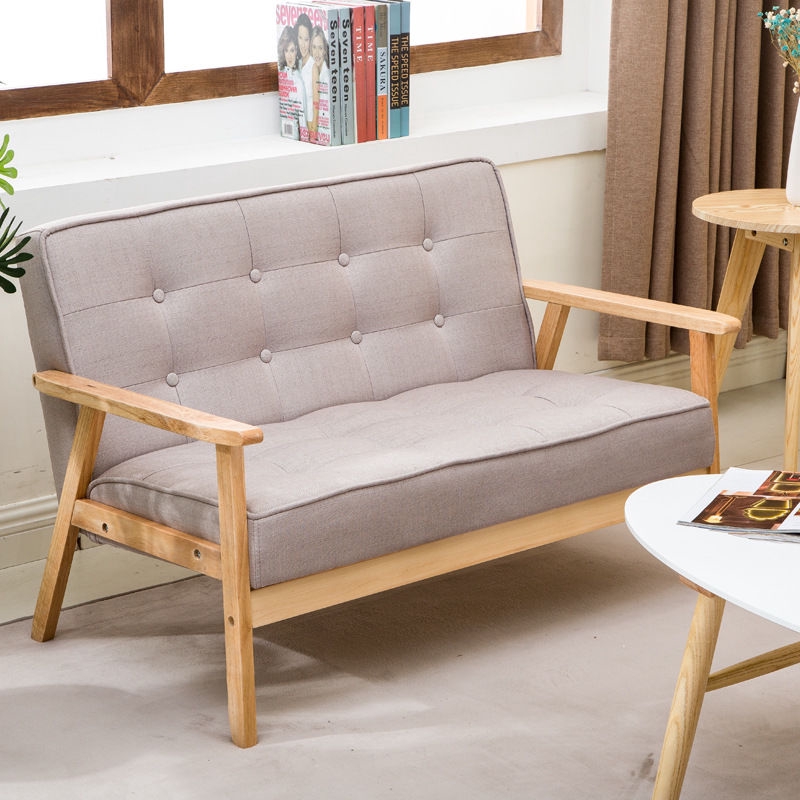 Simple Solid Wood Fabric Sofa Nordic Japanese Living Room Single Double Three Small Apartment Armrest Sofa Chair Furniture Shopee Singapore