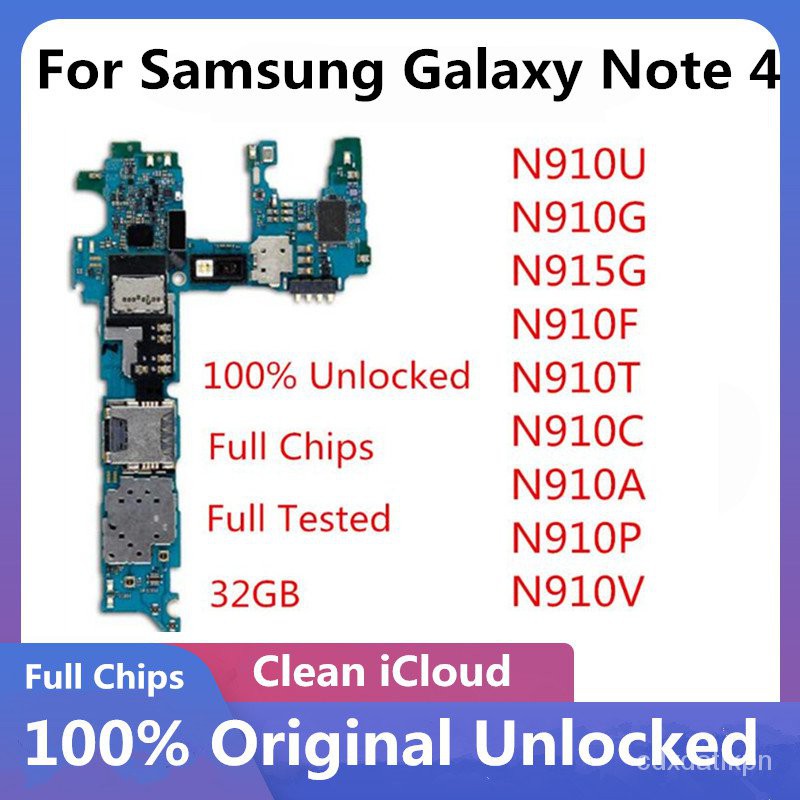 Original Unlock For Samsung Galaxy Note 4 Motherboard For Note 4 N910f N910c N910u N910g N910t N910a N910p N910v Main Lo Shopee Singapore