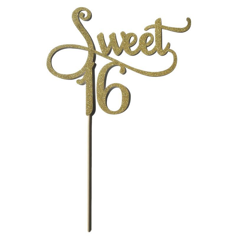 Gold Monogram Topper 16th Birthday Anniversary Cake Topper For